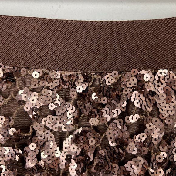 BCBG MaxAzria Skirt Medium Bronze Sequin Mesh Dorshea Pencil Glam Stretch New - Picture 4 of 10